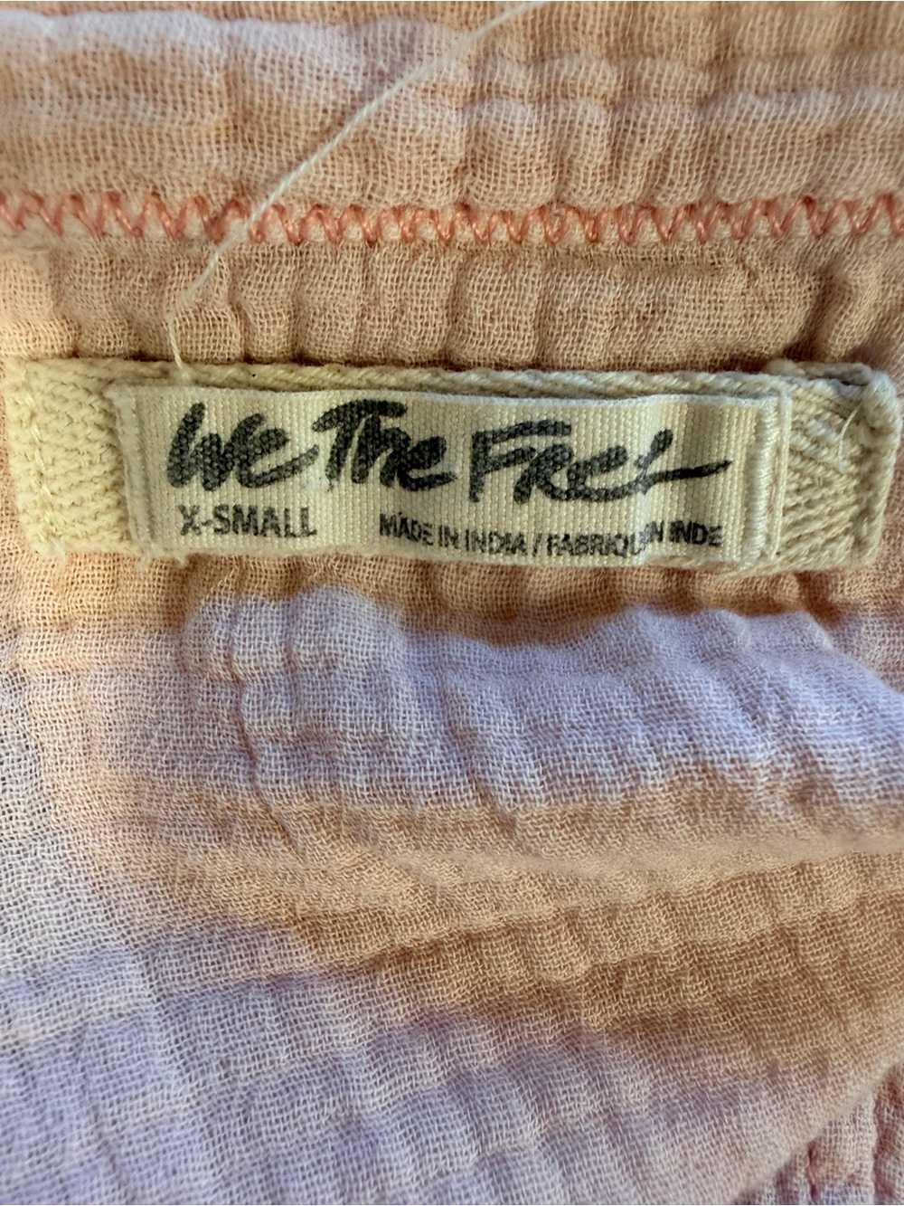 Free People Summer Daydream We The Free Textured Gauze Pink Cotton Raw Hem XS - Picture 4 of 6